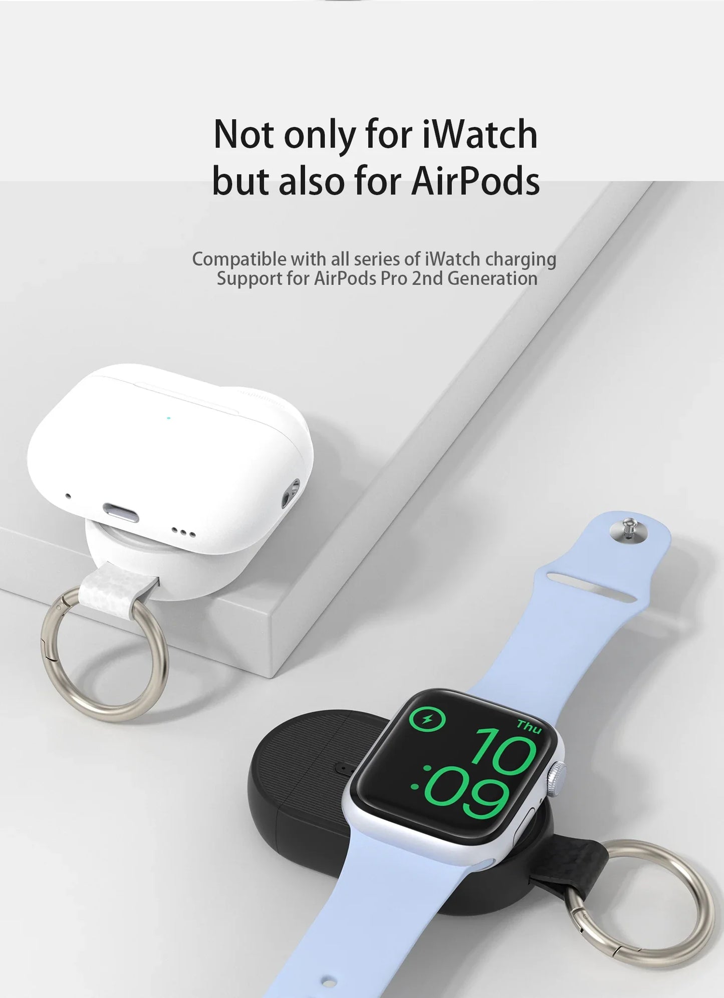 Wireless Power Bank Charger — Compatible with iWatch Series 1–9, SE, Ultra & AirPods Pro 2nd Gen, Easy Plug Recharge