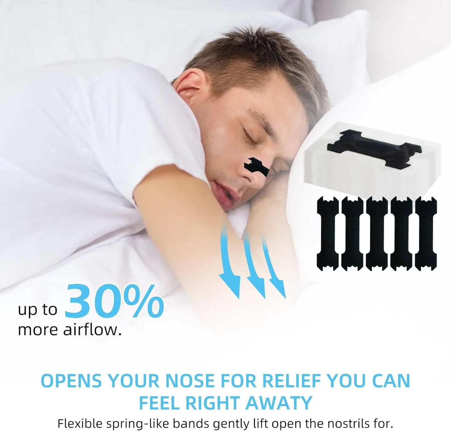 60/30/10PCS Black Nose Strips – Extra Strength Nasal Strips for Better Sleep, Non-Invasive Anti-Snoring Aid for Adults & Children