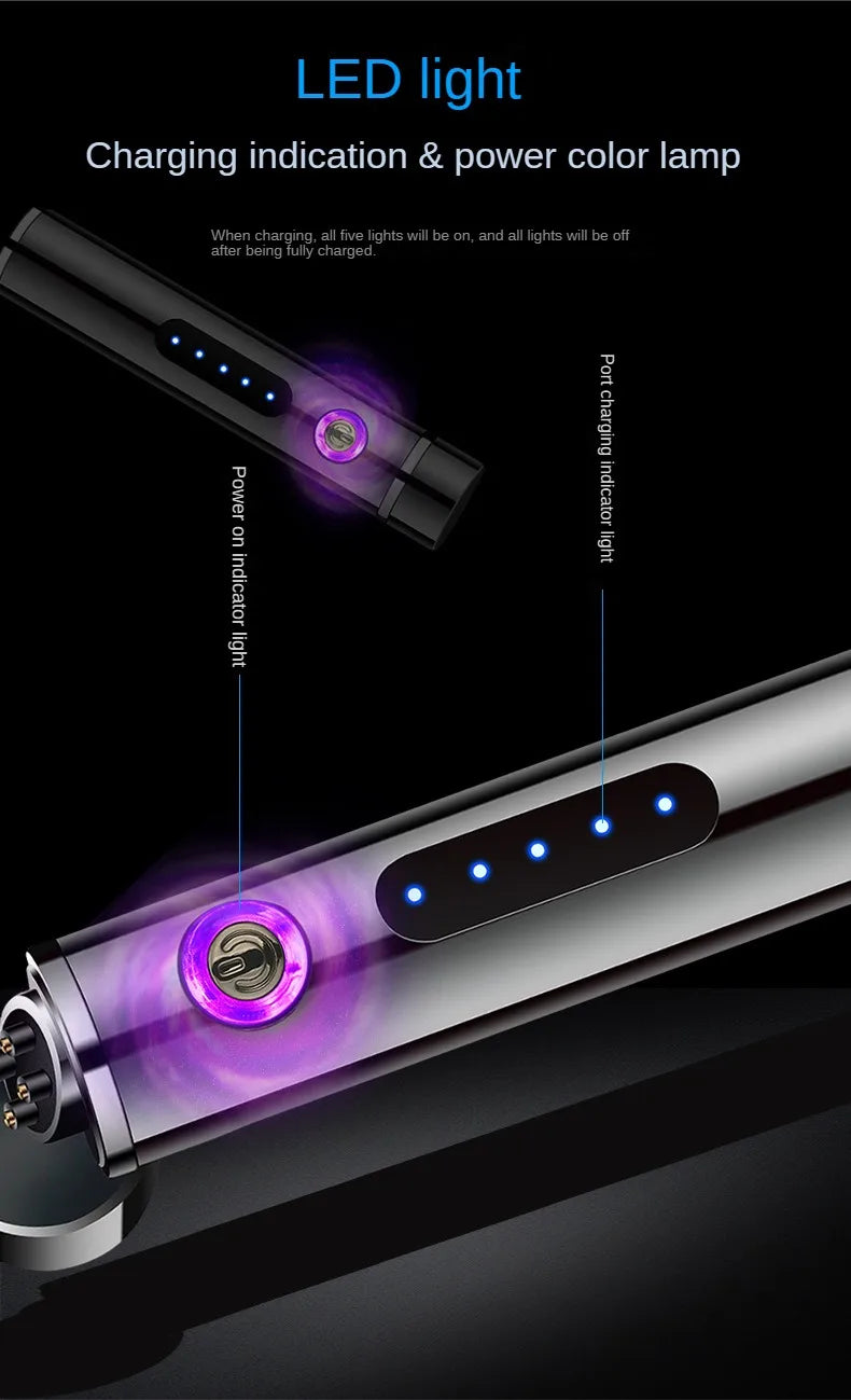 USB Rechargeable Cylindrical Dual Arc Plasma Lighter – Portable Metal Cigarette Lighter