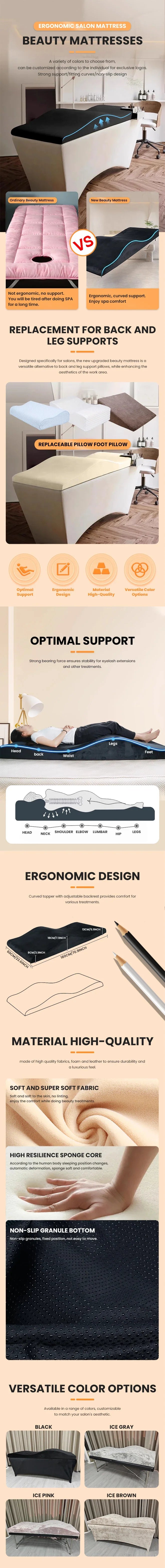 Lash Mattress and Cover – Wave Memory Foam Beauty Salon Lash Bed, Curved Topper for Eyelash Foam Spa
