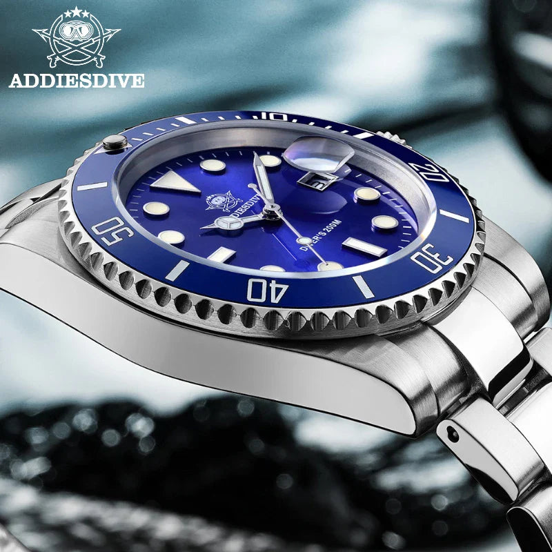 ADDIESDIVE Men's Stainless Steel Quartz Watch — Waterproof Business & Outdoor Sports Timepiece