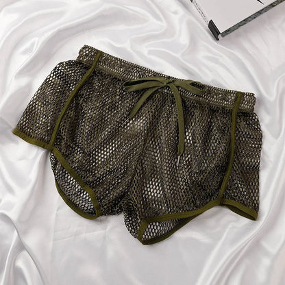 Men's Mesh Boxer Briefs - Loose Fit See Through Breathable Aro Shorts Sexy Home Underwear Pants