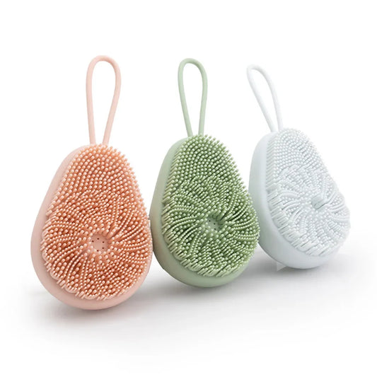 Silicone Soft Exfoliating Body Scrubber – Refillable Foaming Bath Brush with Massage Function
