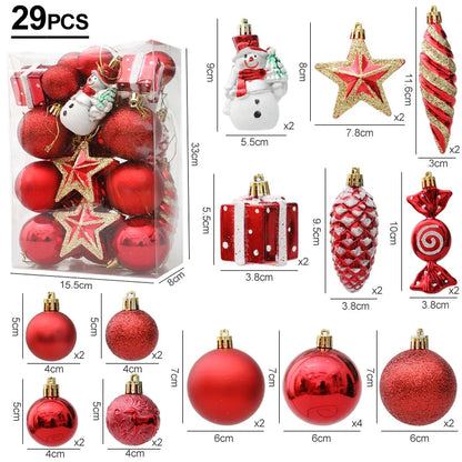 Red Christmas Tree Ball & Candy Cane Ornament Set – Large Hanging Pendants for Holiday Home Decor 2024