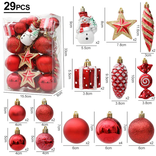Red Christmas Tree Ball & Candy Cane Ornament Set – Large Hanging Pendants for Holiday Home Decor 2024