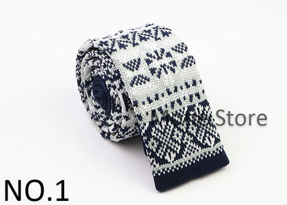 Classic Knit Neck Tie for Men — 6cm Plaid & Dots Casual Business Wedding Tie