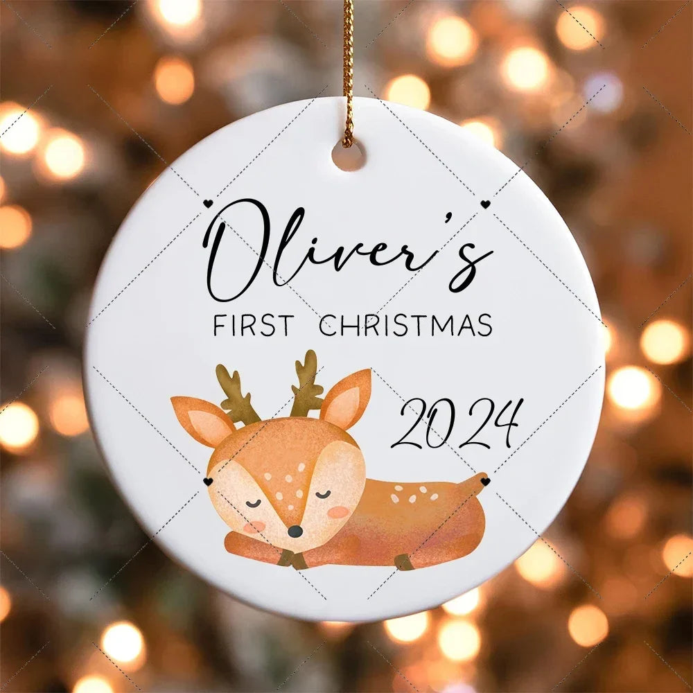 Personalized First Christmas Baby Ornament – Custom Ceramic Holiday Keepsake Gift