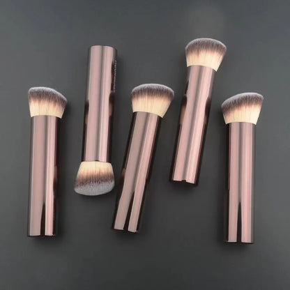 Angled Foundation Makeup Brush — High-Quality Powder Brush with Metal Handle and Aluminum Tube