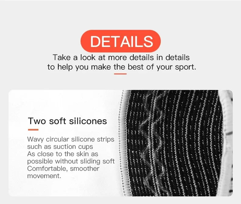 Silicone Knee Pads Strap – Patella & Meniscus Support Compression Brace for Running and Sports