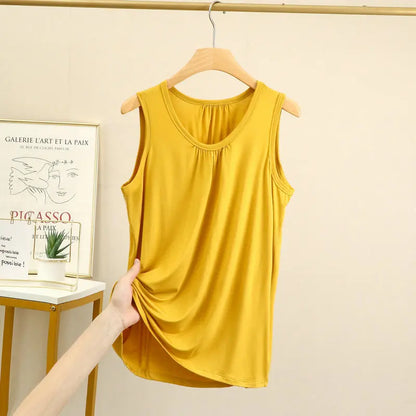 Women’s Plus Size Modal Tank Top - Loose Fold Sleeveless Summer Vest Shirt XL-6XL Casual Homewear