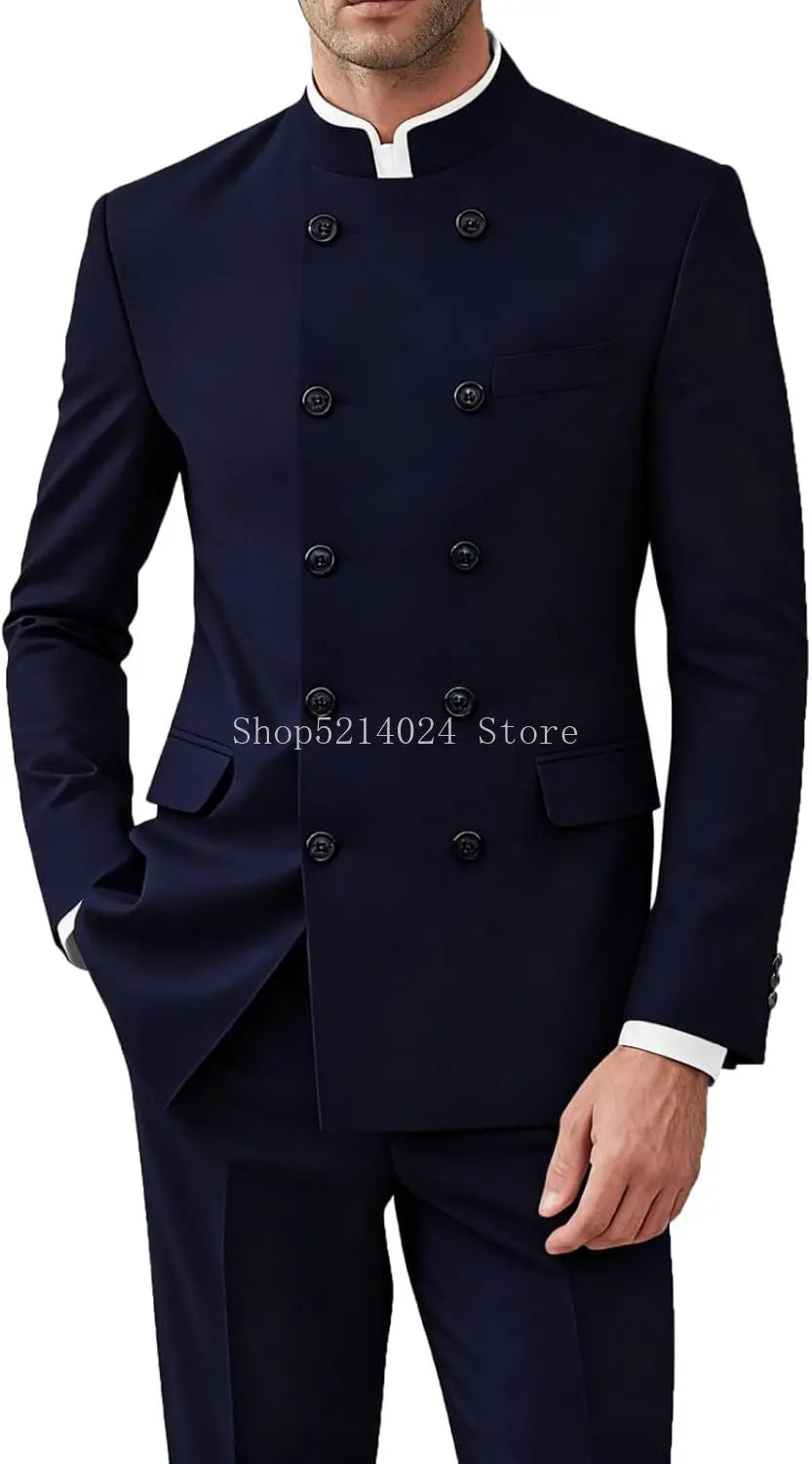 Men's 2-Piece Suit Set - Gold Button Jacket and Pants for Weddings & Formal Events