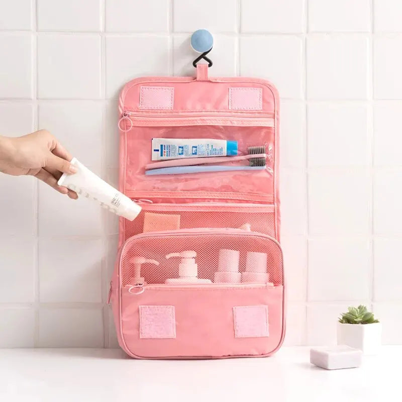 Portable Travel Toiletry Bag – Waterproof Hanging Storage with Mesh Pockets and Hook | Makeup and Cosmetic Travel Accessories