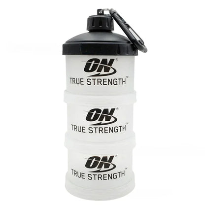 3-Layer Portable Protein Powder Box – Funnel & Handle for Fitness Supplements, Snacks & Medicine