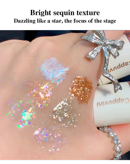 Cappuvini Star Dots Liquid Eye Shadow, Pearlescent High Gloss, Fine Flashing for Easy Application, Dazzling Liquid Eye Shadow