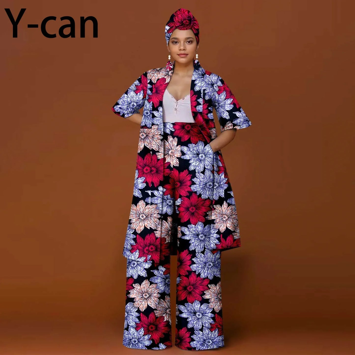 African Ankara 2-Piece Suit Set for Women - Traditional Print Jacket & Pants for Office, Business & Party Wear