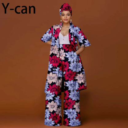 African Ankara 2-Piece Suit Set for Women - Traditional Print Jacket & Pants for Office, Business & Party Wear
