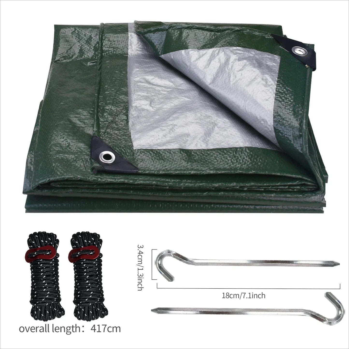 Heavy Duty Waterproof Large Tarpaulin 5x4m / 3x2m – Reinforced Outdoor Rain Cover Multipurpose Tarp for Garden, Backyard, Awning & Canopy Protection