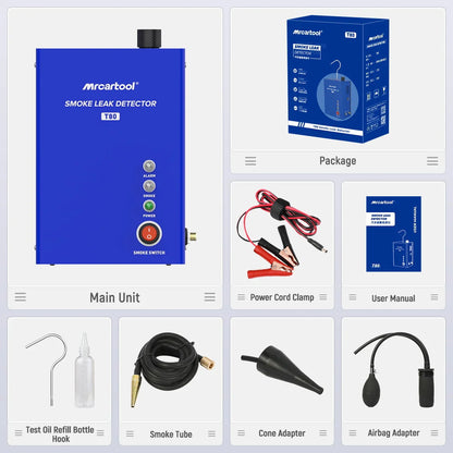 MRCARTOOL T80 Car Smoke Leak Detector with Pump | EVAP Pipe Leak Locator Diagnostic Tool for Cars & Motorcycles