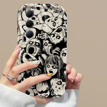Junji Ito Horror Comics 3D Wave Phone Case for Samsung Galaxy A73 / A72 / A71 / A55 / A54 / A53 / A35 / A34 / A33 / A25 / A24 / A23 / A15 / A14 / A13 / A05 / A04 / A03 – Shockproof 4G/5G Protective Cover Anime Design