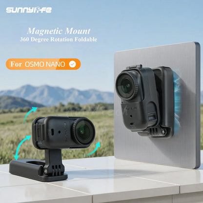 Magnetic Mount Stand for DJI Osmo Nano – Foldable Quick Release 360° Rotating Base Accessory