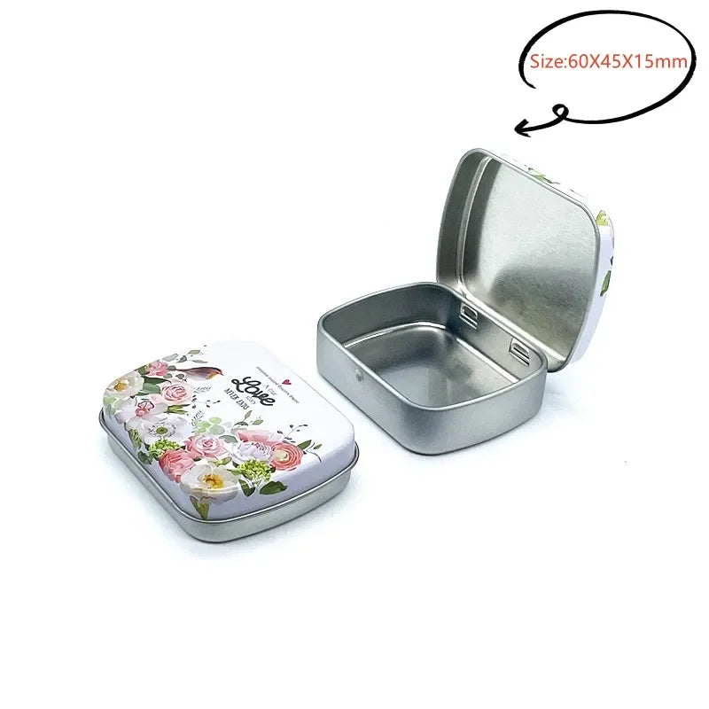 Square Silver Tin Storage Boxes – Small Metal Box for Jewelry, Keys, Coins & Wedding Candy