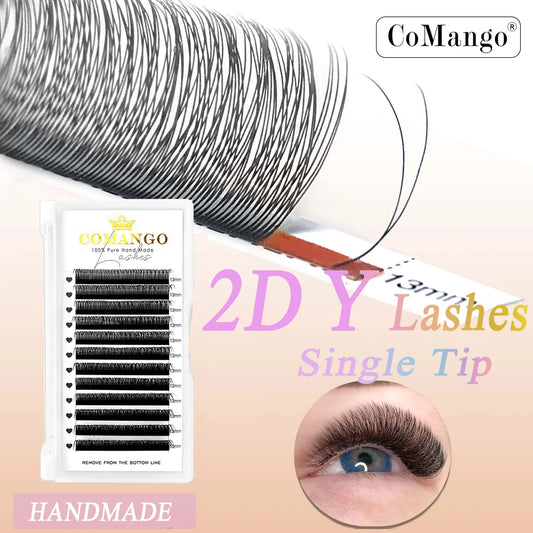 CoMango Faux Mink Eyelashes Extensions – 1D/2D/Y, C/D Curl Natural Russian Volume Soft PBT Lashes