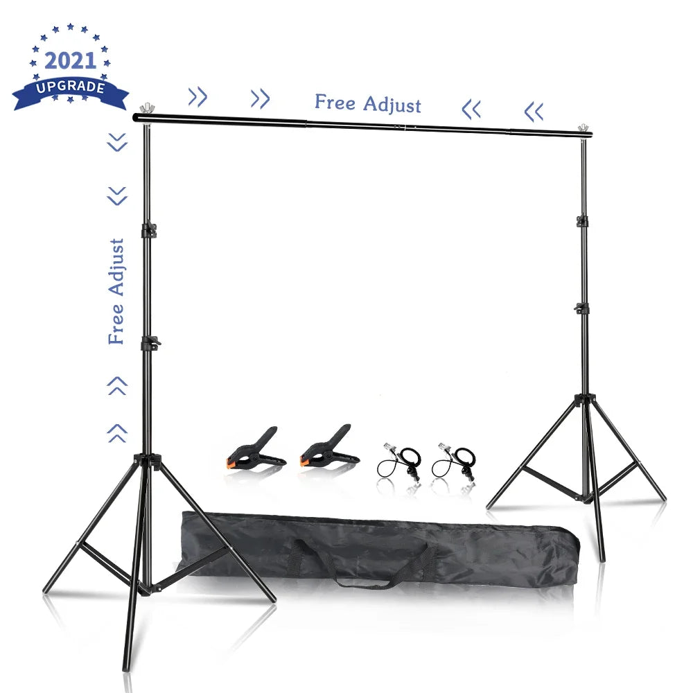 Photography Backdrop Stand Kit - Adjustable Photo Studio Background Support System with Carry Bag for Green Screen & Backdrops