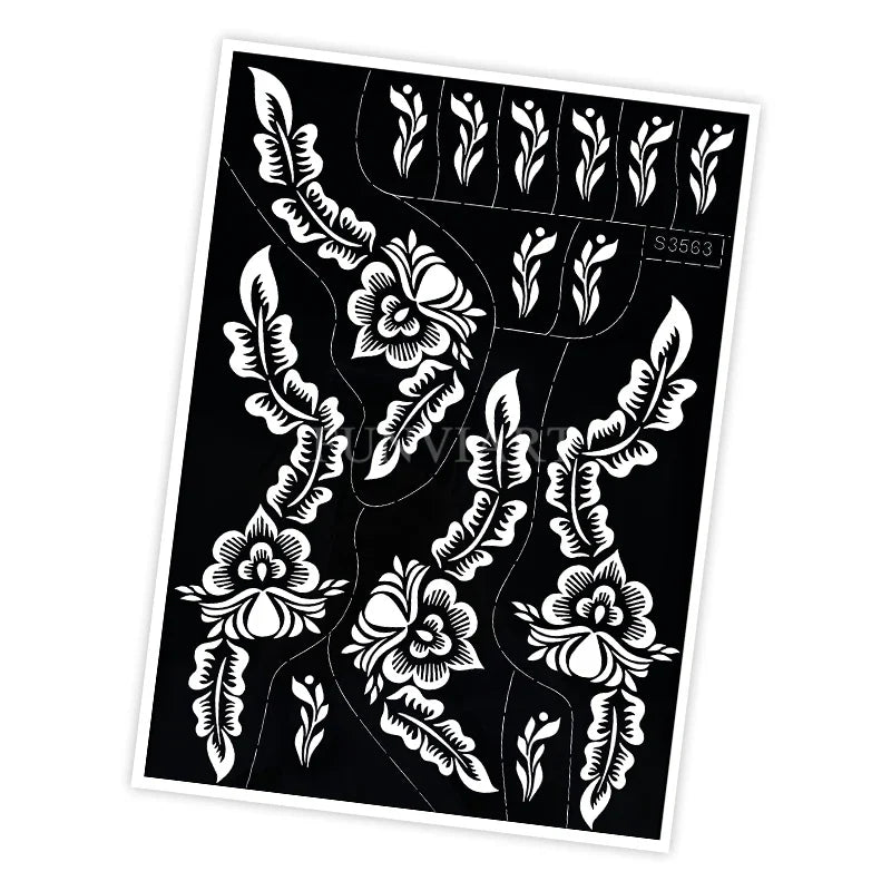 Reusable Henna Stencil Templates for Hand & Body – Floral Tattoo Stencils for Women, Weddings & Festivals Body Art Makeup Tools