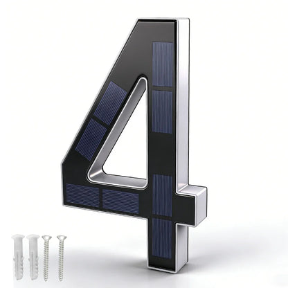 12CM Solar House Number Light - LED Outdoor Address Sign with Light Sensor for Home & Doorway