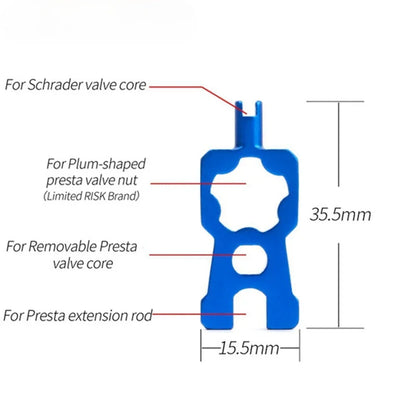4-in-1 Portable Bicycle Valve Tool – Core Wrench for MTB & Road Bike Installation and Removal, Blue