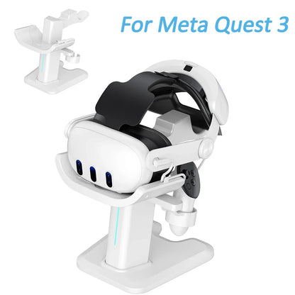 Charging Dock Station for Meta Quest 3 & Oculus VR Headset – Controller Desk Stand for Elite Head Strap, VR Accessories