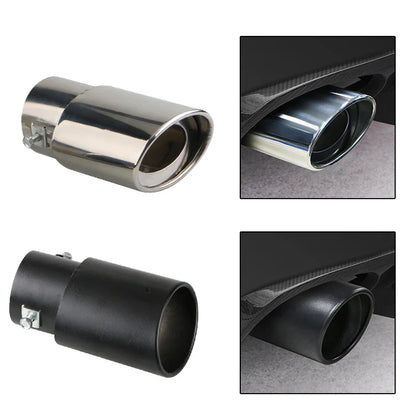 2.5" Stainless Steel Car Exhaust Muffler Tip – Chrome Rear Tail Pipe for Most Vehicles