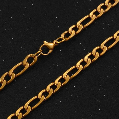 Gold Color Stainless Steel Figaro Chain – 3.0mm-9.5mm for Men & Women, High-Quality Fashion Jewelry