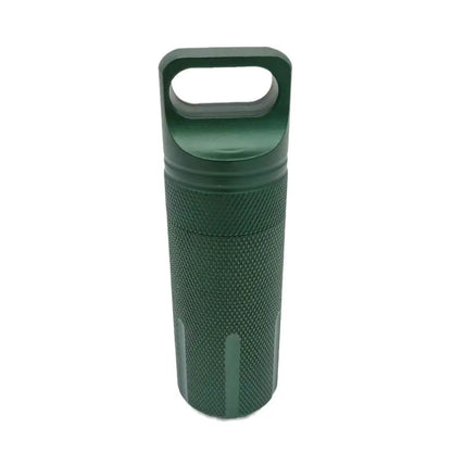 Aluminum Alloy Airtight Pill Container — Portable Waterproof EDC Single-Chamber Capsule Holder & Medicine Case
