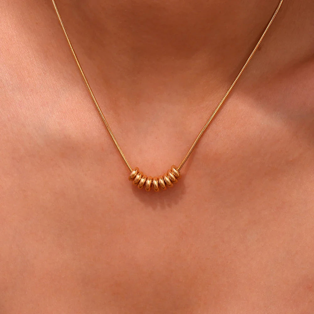La.Muses Gold & Silver Beans Pendant Necklace – Premium Stainless Steel Fashion Jewelry for Women, Trendy 2024 Design