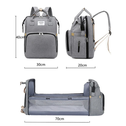 Foldable Bed Diaper Bag with Changing Station - Insulated Pocket, Large Capacity, Multifunctional Double Shoulder Mommy Bag