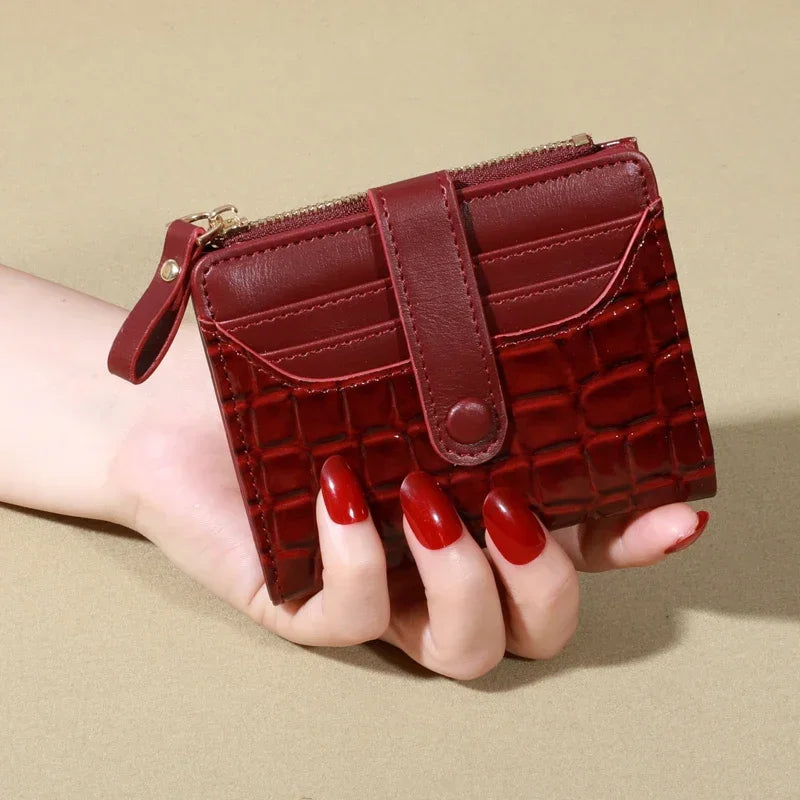 Elegant Women’s Multi-Card Wallet – PU Leather Double Zip Clutch Purse with Crocodile Pattern Storage Bag