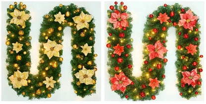 2.7M LED Rattan Christmas Garland – DIY Wreath for Stairs, Fireplace, Tree & Home Decoration