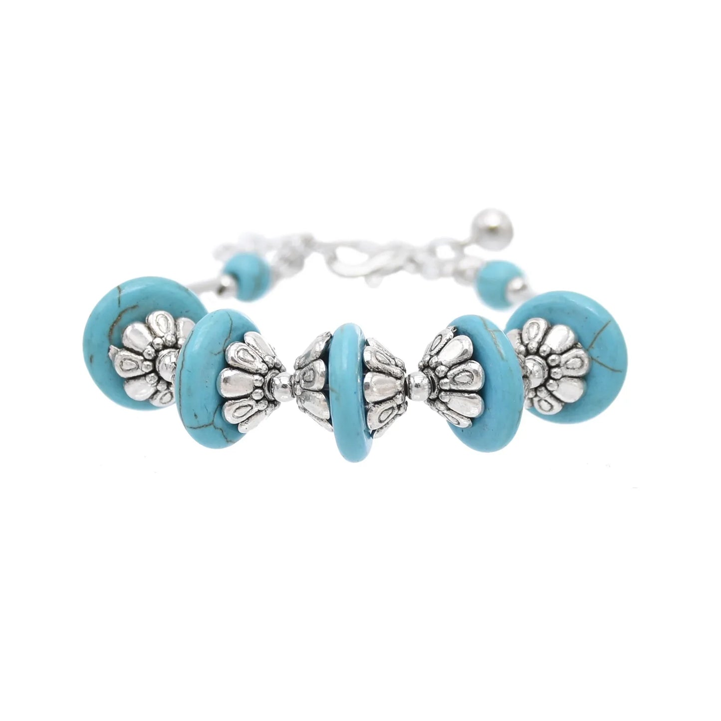 Gypsy Boho Tibetan Turquoise Bracelet for Women & Men – Vintage Elastic Ethnic Bangle Jewelry
