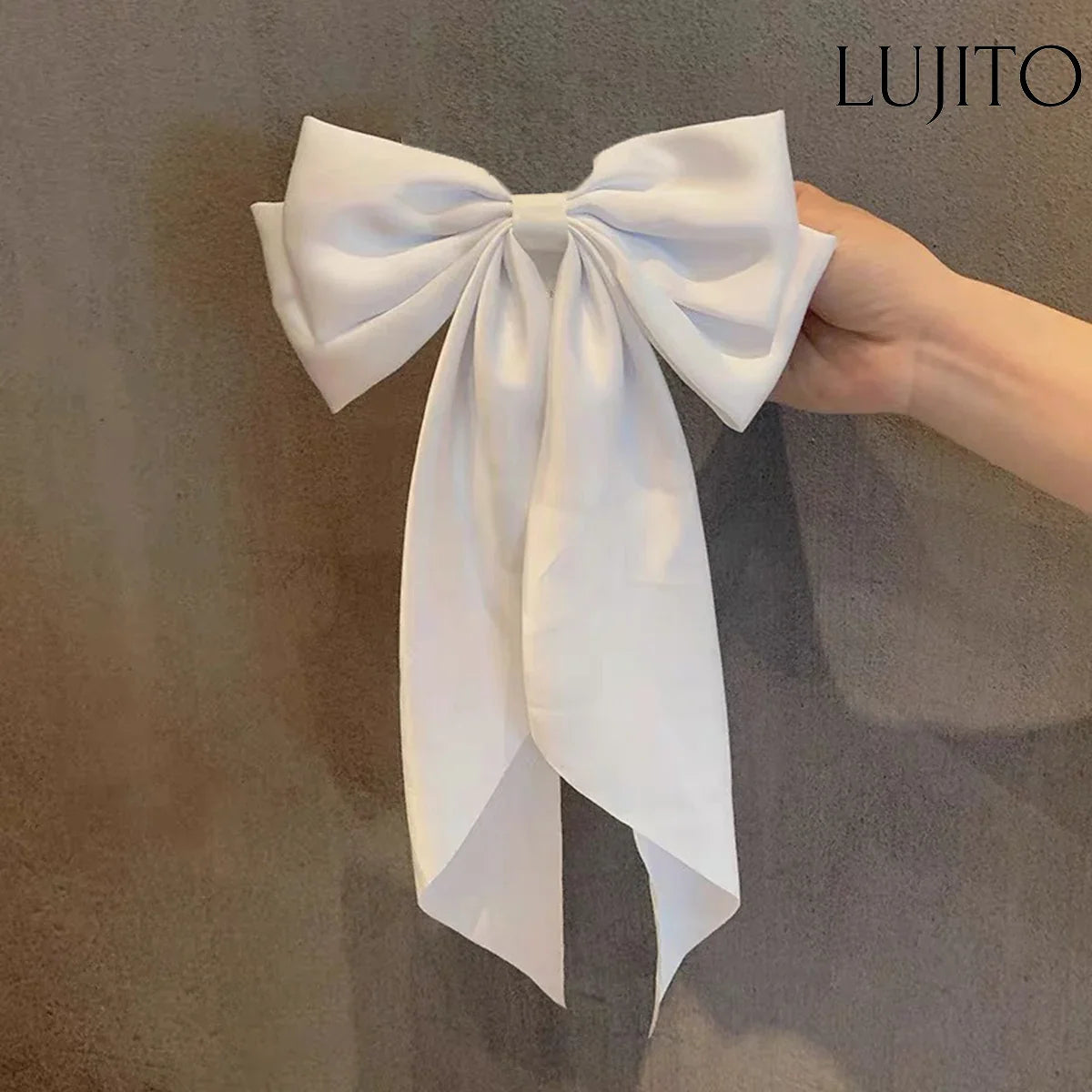 Women's Large Satin Bow Hair Clip – Black, White & Red Retro Hair Accessory for Daily Wear