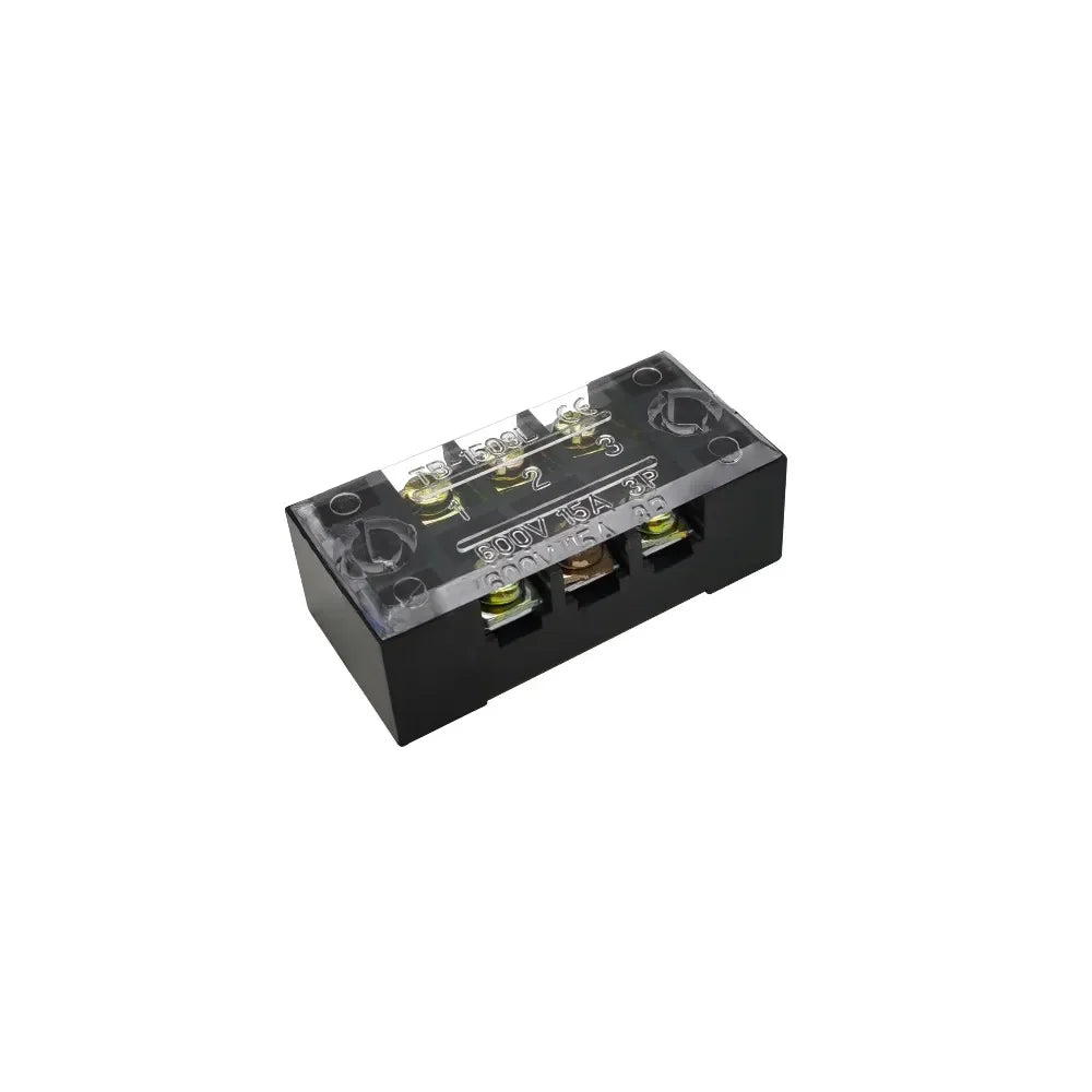 Dual Row Barrier Screw Terminal Block Strip — 600V 15A Wire Connector, 3-20 Position Options