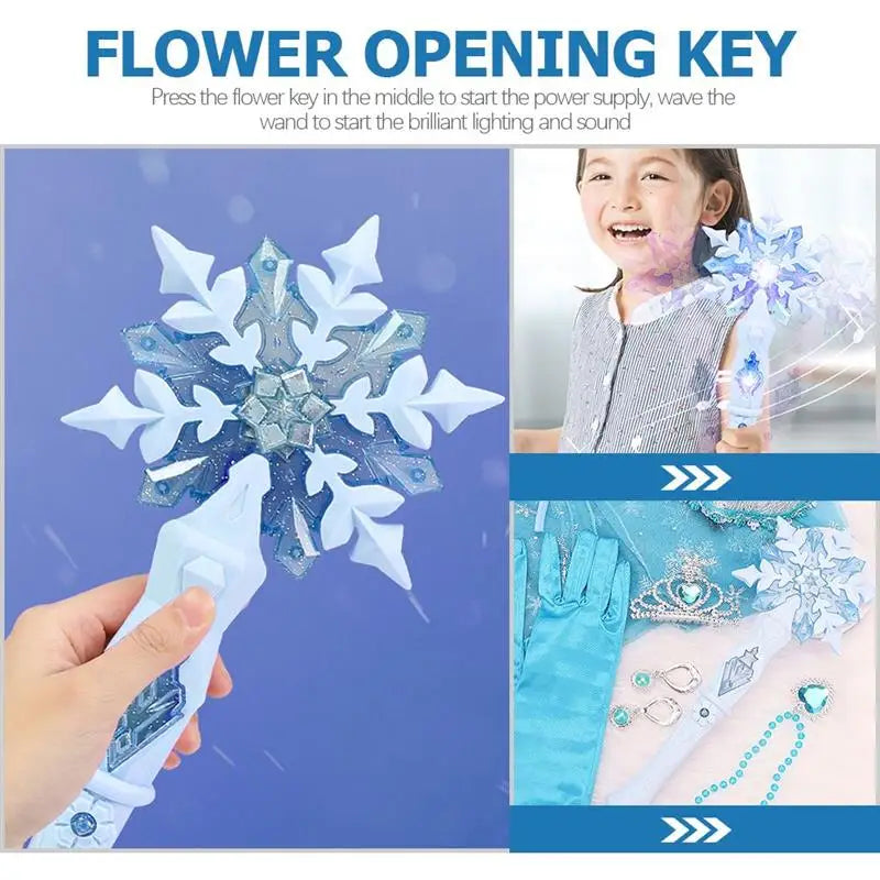 Princess Wands LED Christmas Light Toys - Snowflake LED Wand for Girls, Frozen Snow Filler Decor