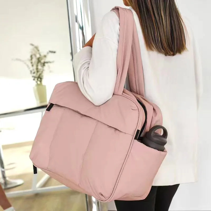 Down Duffel Bag – Large Capacity Women’s Shoulder Bag with Dry/Wet Separation, Multifunctional Travel Handbag