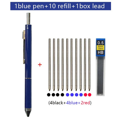 Metal 4-in-1 Multicolor Pen — Gravity Sensor Ballpoint with 3 Colors + 1 Mechanical Pencil, Office and School Stationery Gift