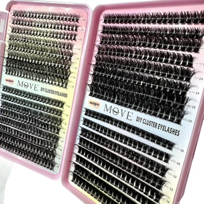 640-Piece 5D Cluster Lashes Kit – Fluffy Thick Volume Eyelash Extension Set, Mixed Tray Faux Mink Lashes for DIY & Salon Makeup