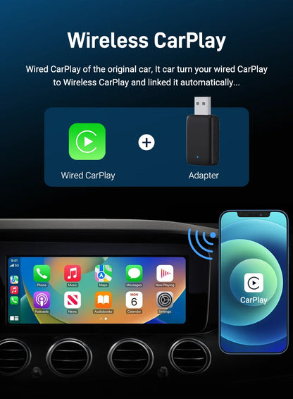 2025 2-in-1 Wired to Wireless CarPlay Adapter – Android Auto Smart Box, Plug & Play, Universal with OTA Update
