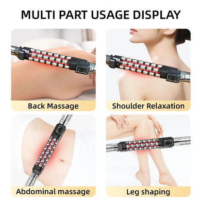 36W Red Light Heated Massage Device - 360° Rotating Roll Massager for Body & Anti-Cellulite Treatment