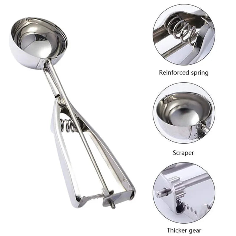 Multi-Style Stainless Steel Ice Cream Scoop Ball Digger – Ice Cube Mold & Kitchen Tool for Easy Release and Home Use