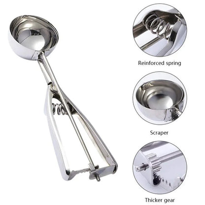 Multi-Style Stainless Steel Ice Cream Scoop Ball Digger – Ice Cube Mold & Kitchen Tool for Easy Release and Home Use