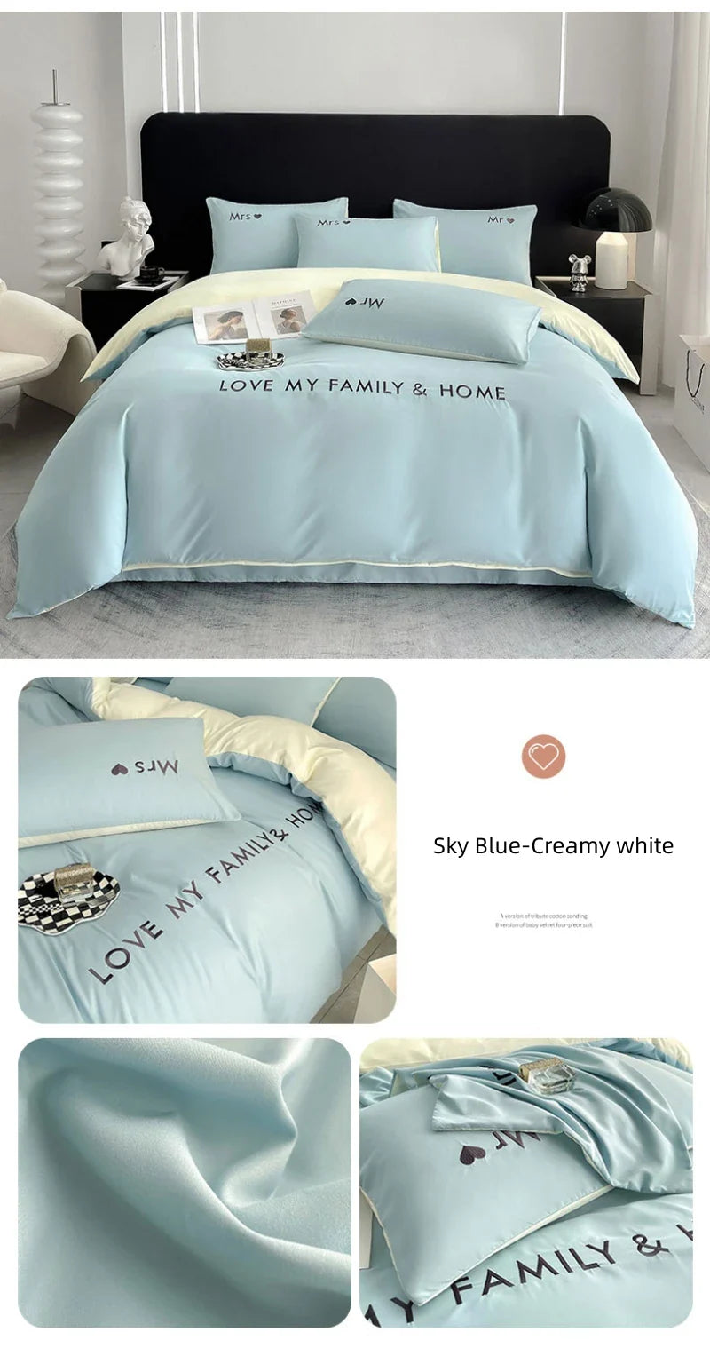 Nordic Luxury Egyptian Cotton Bedding Set - King, Queen, Double, Twin Size with Sheet, Duvet Cover & Pillowcases
